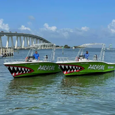 a small boat in a large body of water